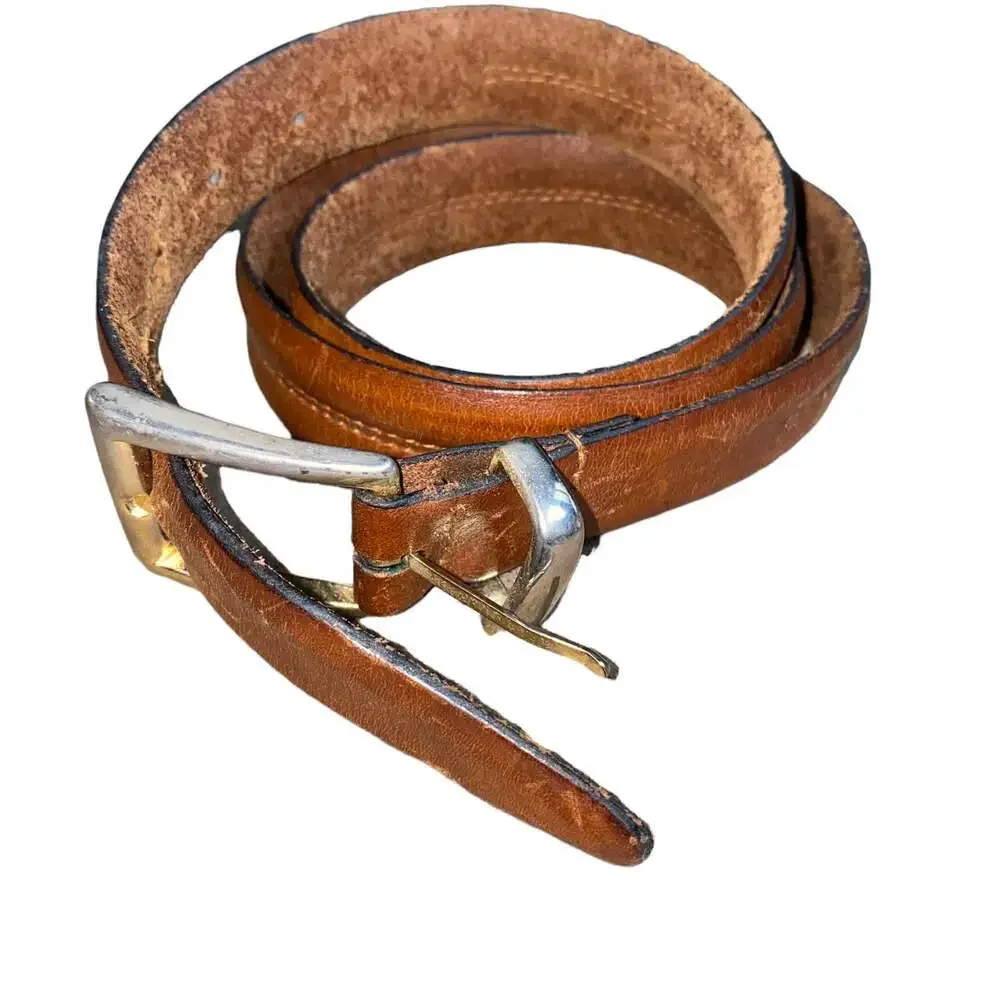 Belt Full Grain Cowhide Leather Belt with solid brass hardware size 38/95 Brown